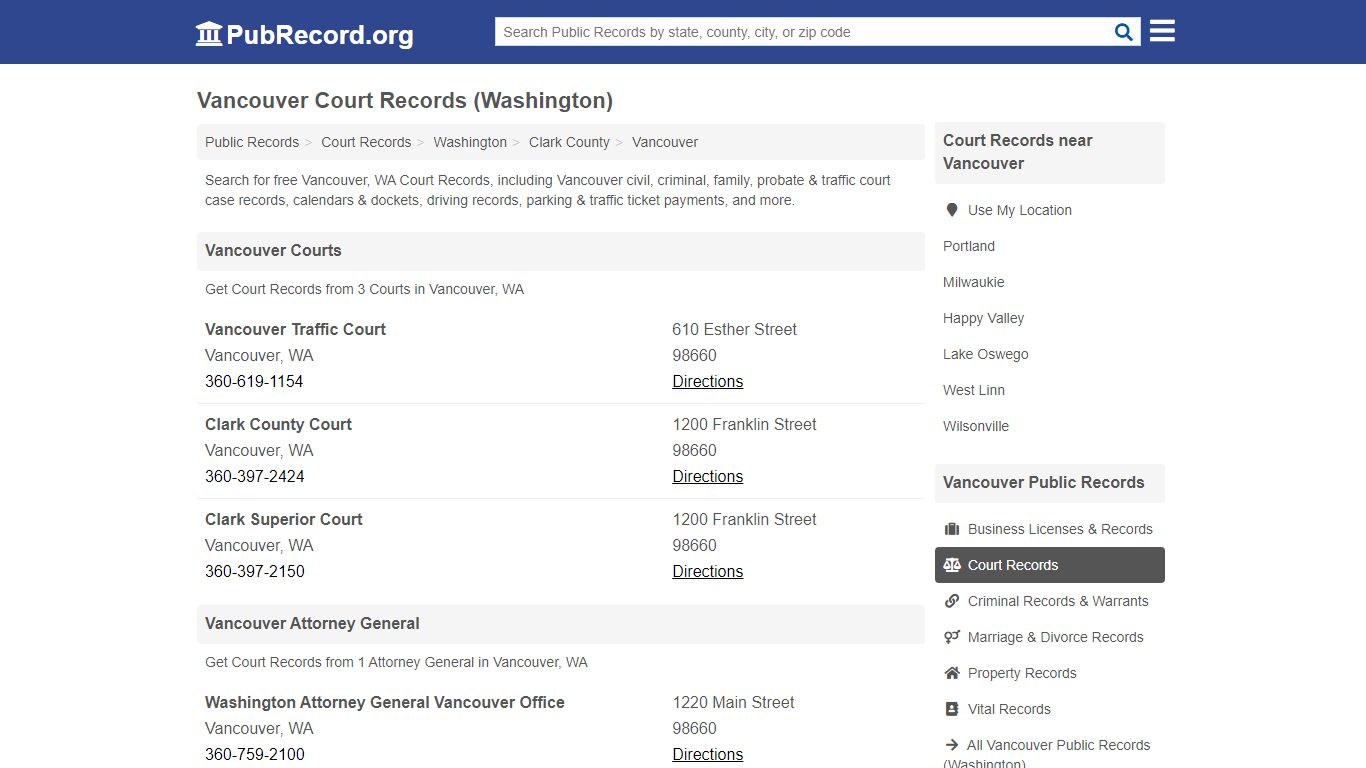 Free Vancouver Court Records (Washington Court Records) - PubRecord.org